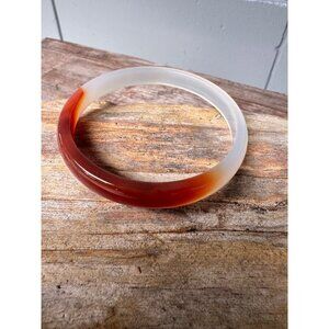 Natural Gradient White Red Jade Bangle Bracelet